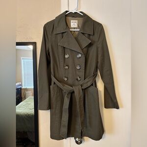 Army Green Double-Breasted Trench Coat